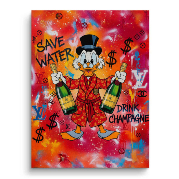 Scrooge McDuck Inspired Champagne Wealth Canvas Art