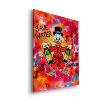 Richesse champagne inspirée de Scrooge McDuck - tableau Dibond mat