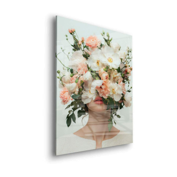 Porträt mit zartrosa Blumenschleier - Acrylglasbild