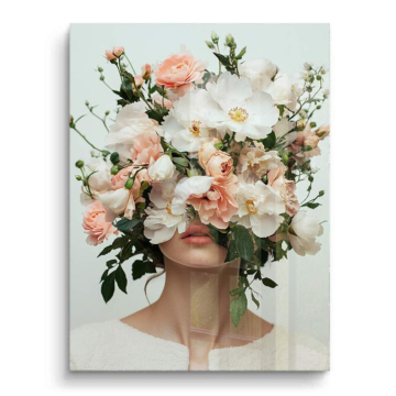 Porträt mit zartrosa Blumenschleier - PVC-Bild glänzend
