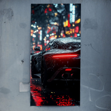 Porsche pluvieux nuit bolide - poster