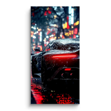 Porsche Städtischer Nachtfahre - PVC-Bild matt