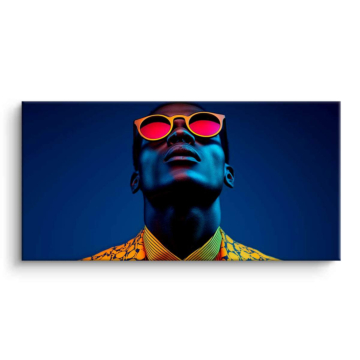 Blue Neon Sunglasses Portrait PVC Matt Art