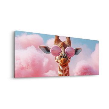 Giraffe rosa nubes - cuadro Dibond mate