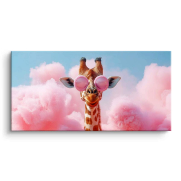 Giraffe rosa nubes - cuadro PVC mate