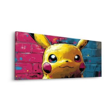 Portrait graffiti inspiré de Pikachu - tableau Dibond mat