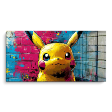 Portrait graffiti inspiré de Pikachu - tableau PVC brillant