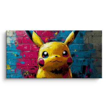 Pikachu Inspired Graffiti Portrait Canvas Art