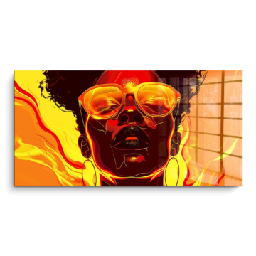 Retrato naranja afro gafas de sol - cuadro PVC brillante