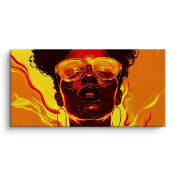 Orange Afro Sunglasses Portrait Canvas Art