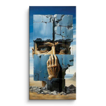 Rostro surrealista fragmentado - cuadro PVC brillante