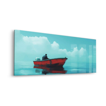 Rot Boot minimalistisch Seascap - Acrylglasbild
