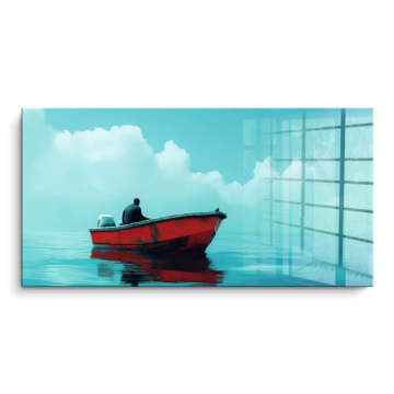 Rot Boot minimalistisch Seascap - PVC-Bild glänzend