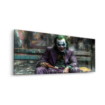 Portrait sur banc inspiré de Joker - tableau en verre acrylique