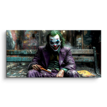 Portrait sur banc inspiré de Joker - tableau PVC mat