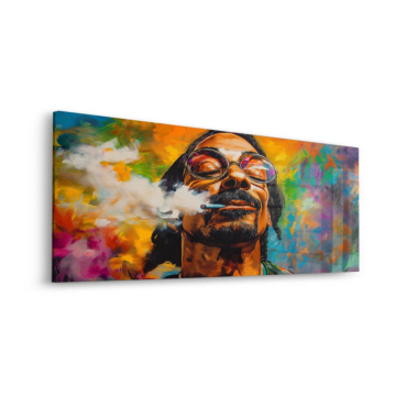 Retrato colorido inspirado en Snoop Dogg - cuadro en vidrio acrílico