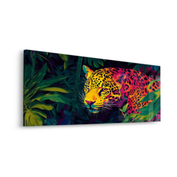 Leopardo colorido en la jungla - cuadro en vidrio acrílico