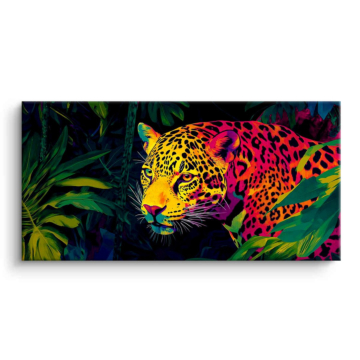 Leopardo colorido en la jungla - cuadro PVC mate
