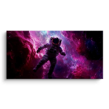 Fioletowy astronauta w galaktyce - obraz na matowym PVC