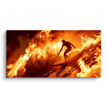 Enflammé vague surfeur - tableau PVC mat