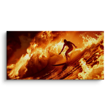Surfista en ola ardiente - cuadro en lienzo
