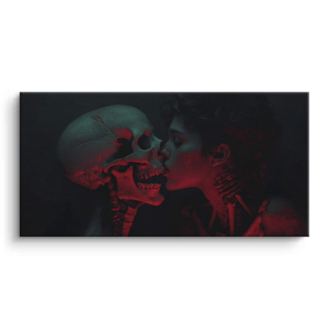 Dark Skull Kiss Canvas Art