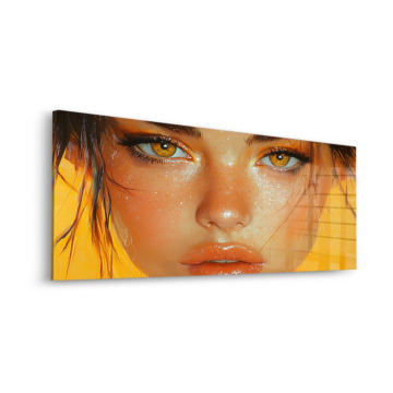 Retrato de belleza dorado ojos - cuadro en vidrio acrílico
