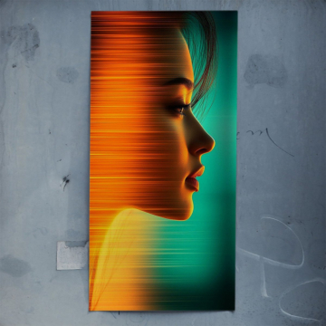 Kobiecy profil w neonowym świetle - plakat