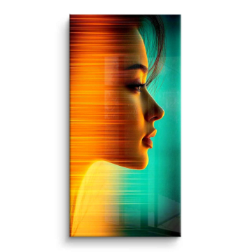 Perfil de mujer en neón - cuadro PVC brillante
