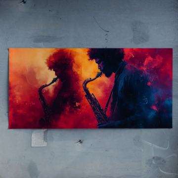 Colorful Saxophone Duo Poster Art