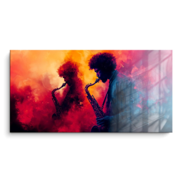 Colorful Saxophone Duo PVC Gloss Art