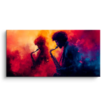 Dúo colorido de saxofones - cuadro PVC mate