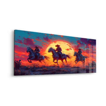 Vaquero atardecer paseo - cuadro en vidrio acrílico