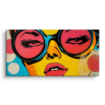 Mujer con gafas de sol en arte pop - cuadro PVC mate