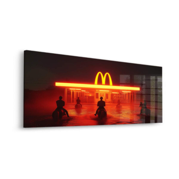 Jinetes de neón inspirados en McDonalds - cuadro en vidrio acrílico