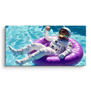 Astronauta na dmuchanym kole basenowym - obraz na matowym PVC