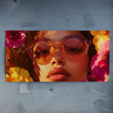Portrait aux lunettes de soleil florales - poster