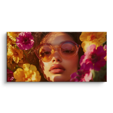Floral Sunglasses Portrait Canvas Art