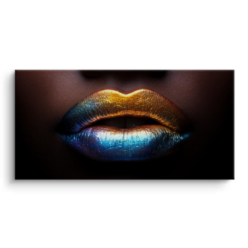 Neon Metallic Lips Canvas Art