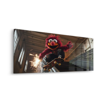 Destello de skate inspirado en Elmo - cuadro en vidrio acrílico