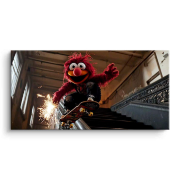 Skateboard Spark inspiriert von Elmo - PVC-Bild matt