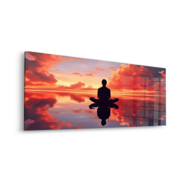 Meditationssilhouette bei Sonnenuntergang - Acrylglasbild