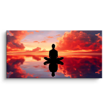 Silueta atardecer meditation - cuadro PVC mate