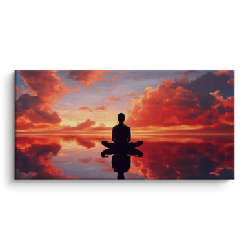 Sunset Meditation Silhouette Canvas Art