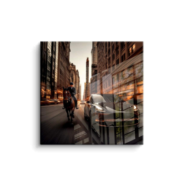 Urbaner Street-Rider bei Sonnenuntergang - PVC-Bild glänzend