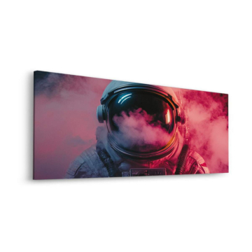 Astronaut in pinkem Rauch - Dibond-Bild matt