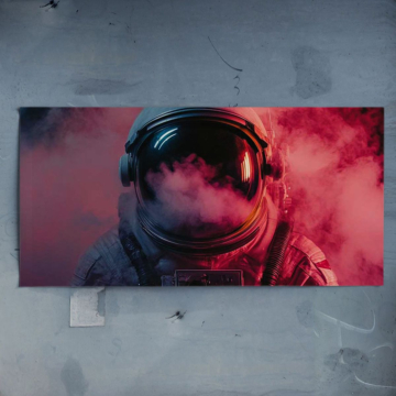 Astronaut in pinkem Rauch - Poster