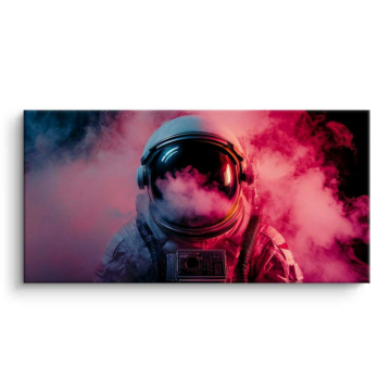 Astronauta różowy dym - obraz na matowym PVC