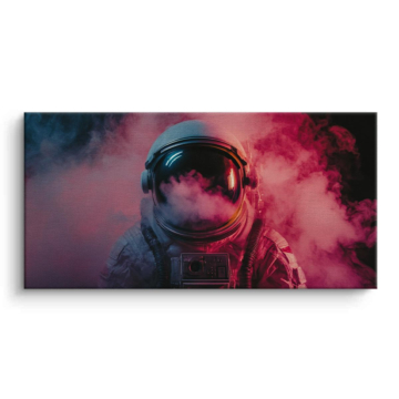 Astronauta różowy dym - obraz na płótnie