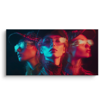 Néon cyberpunk trio - tableau sur toile